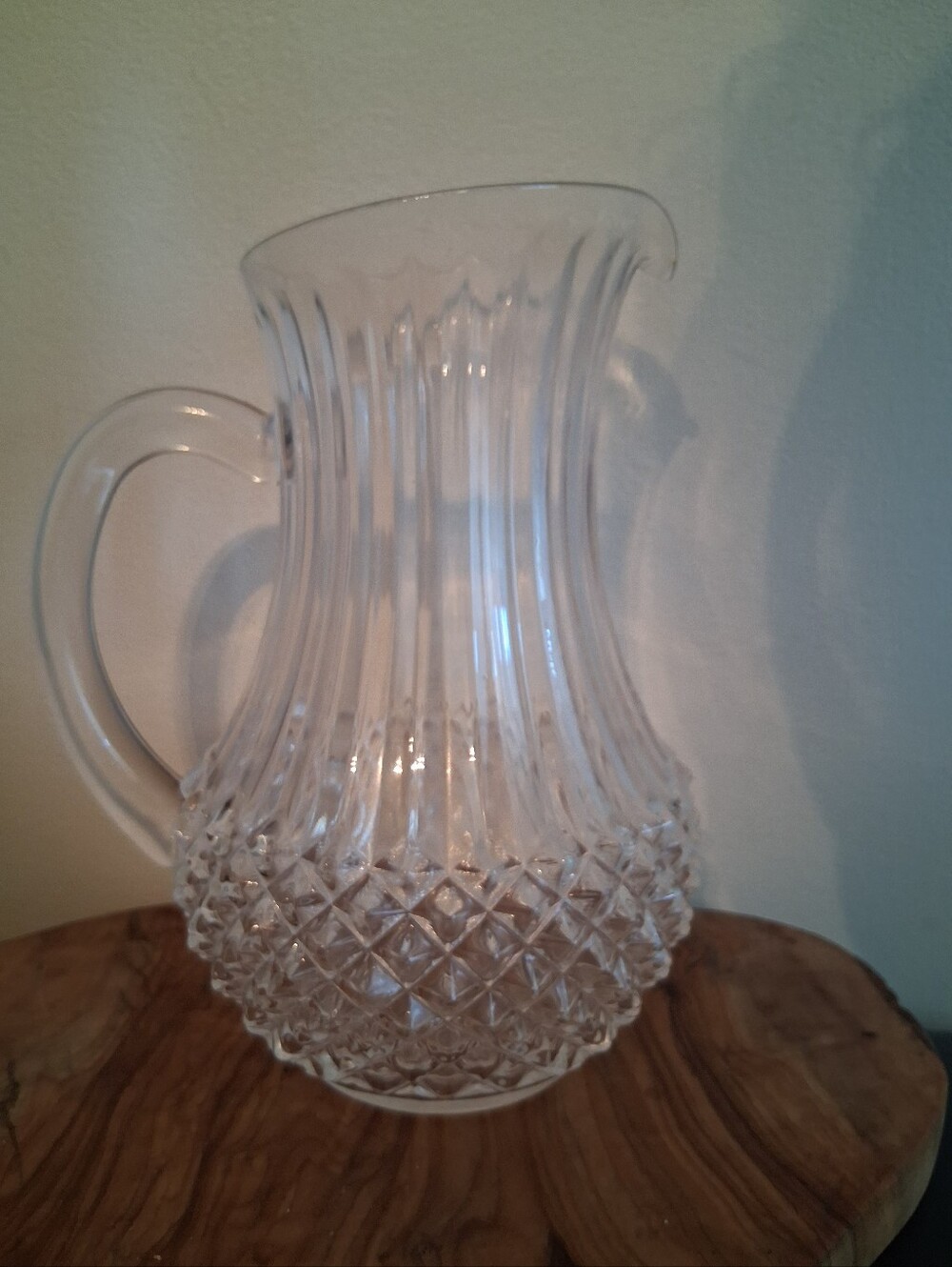 Vintage Clear Hobnail Pressed Glass Pitcher Large Round Water Jug MCM Retro